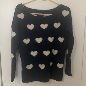 express sweater navy with white hearts S